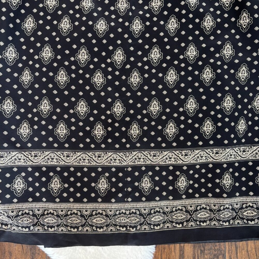 Talbots Maxi Skirt 24W Faux-Wrap Black 100% Silk Women's - Picture 5 of 9